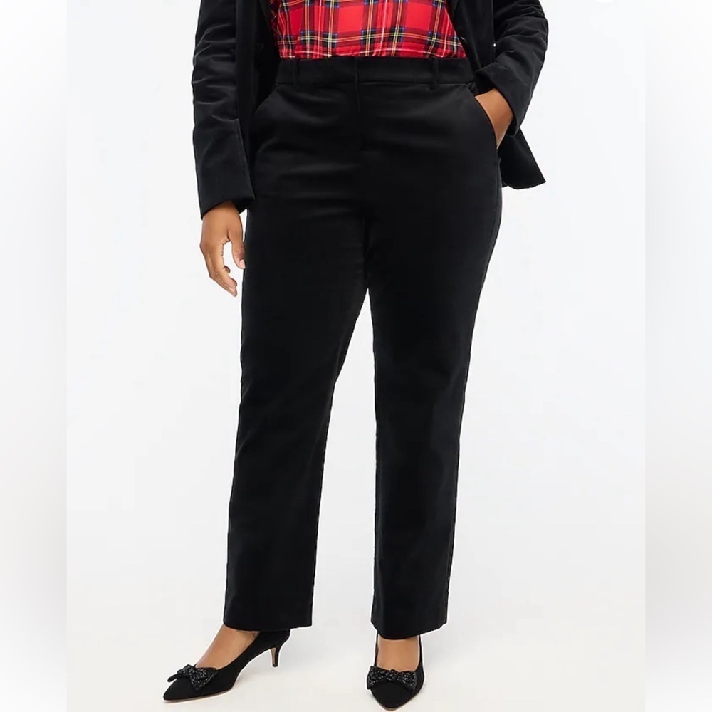 J Crew Factory Petite Velvet Kallie pant in black plus‎ size 14P NWT BU805